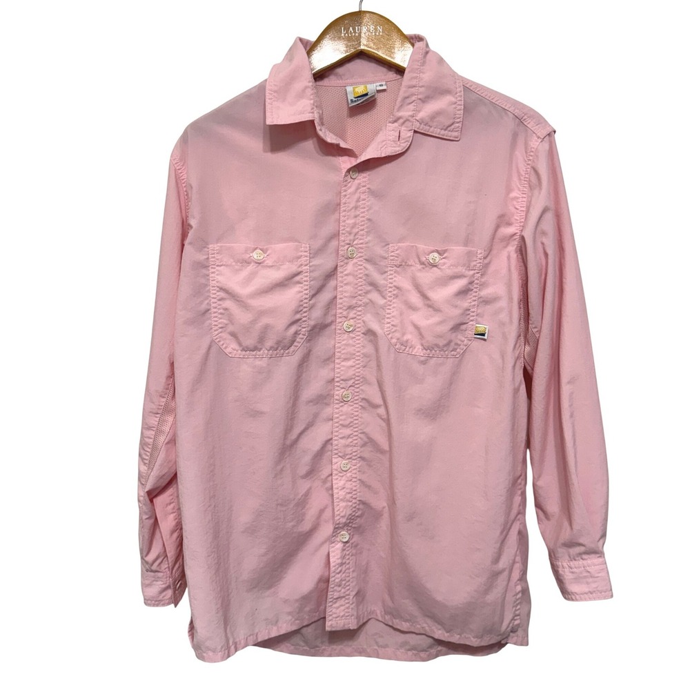 Solumbra Button Front Shirt Pink Mens Small Made in USA